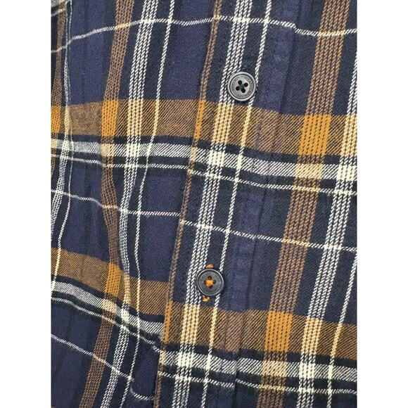 Weatherproof Vintage Flannel Shirt Blue & Gold Plaid Size M - Picture 3 of 6